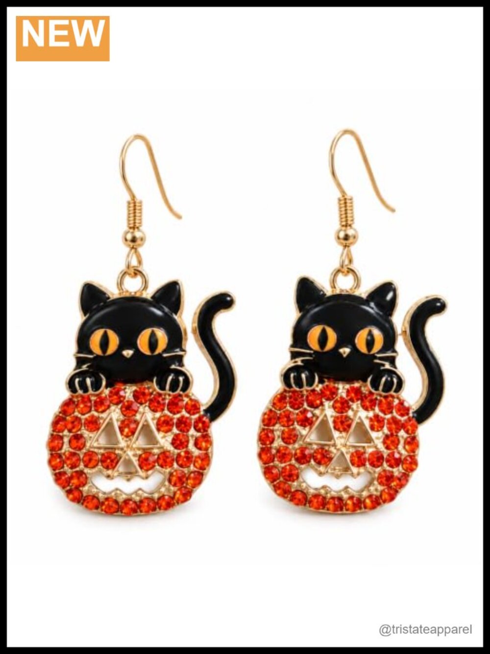 Black Cat Pumpkin Dangle Earrings Women Lightweight Fall Halloween Jewelry